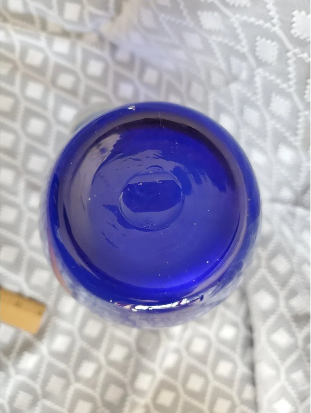 Vtg Beautiful Blown Glass Cobalt Pitcher With Applied Clear Handle